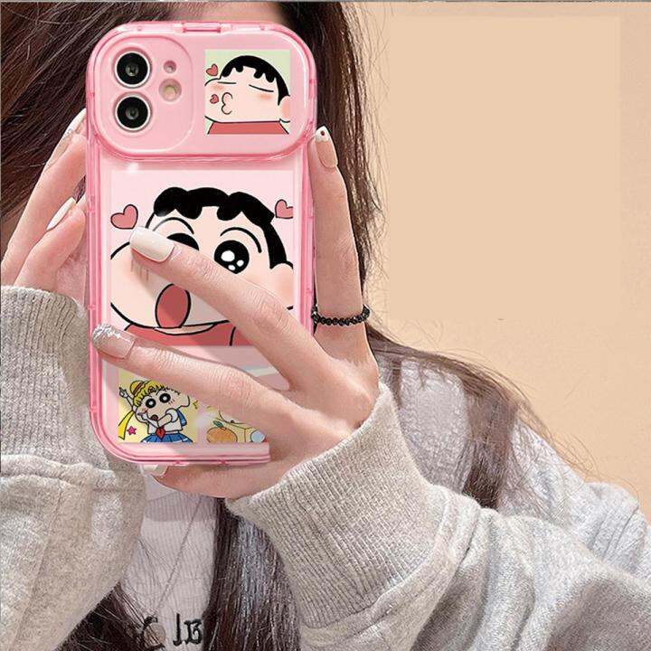 สำหรับ-iphone-เคสซิลิโคนลายการ์ตูนชินจัง-เคสโทรศัพท์กระจกแต่งหน้า-for-iphone-14-13-12-pro-max-7-8-plus-tpu-ป้องกันรอยขีดข่วน