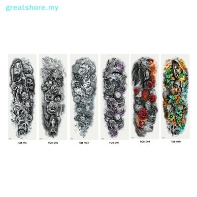 Greatshore สติ๊กเกอร์สักแขน3D กันน้ำผู้ชายสำหรับผู้หญิงรอยสักชั่วคราวปลอมรอยสักศิลปะร่างกาย