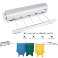 Spring automatic Retractable Laundry Hanger Wall Mounted Clothes Line Clothes Drying Rack Clothesline Laundry Rope