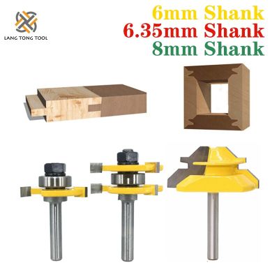Router Bit คุณภาพสูง Tongue Groove Joint Assembly Router Bit 1Pc 45 องศา Lock Miter Route Set Stock Wood Cutting LT003