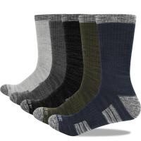 YUEDGE Mens 5 Pairs Terry Cushion Cotton Crew Socks Outdoor Hiking Walking Backpacking Trekking Athletic Sports Socks 38-45 EU