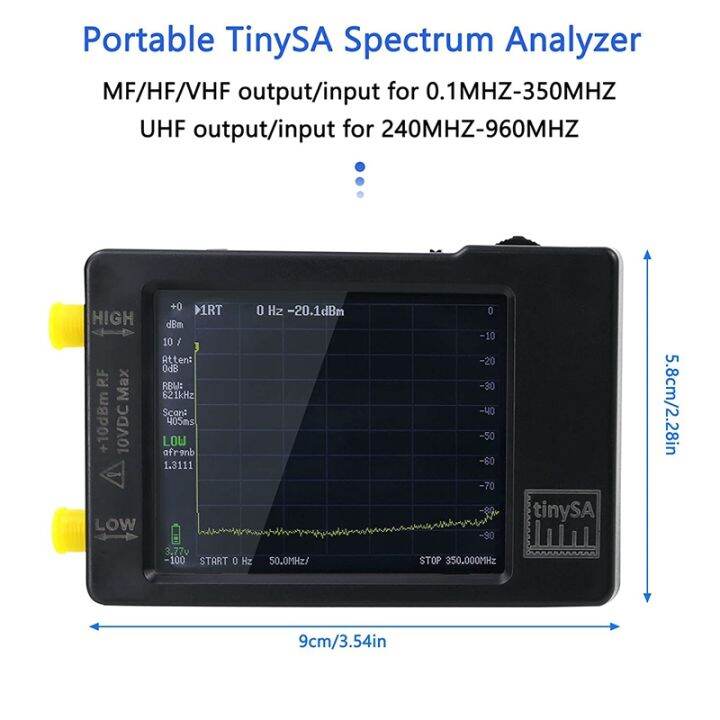 upgraded-tinysa-spectrum-analyzer-mf-hf-vhf-uhf-input-for-0-1mhz-350mhz-and-uhf-input-for-240mhz-960mhz-signal-generator