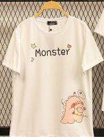 Monster เสื้อยืดแฟชั่น เสื้อยืดผู้หญิง ผ้าโพลี่อย่างดี ใส่ได้ทั้งผู้ชายและผู้หญิง เสื้อยืดแขนสั้น ลายการตูน เนื้อโพลี่