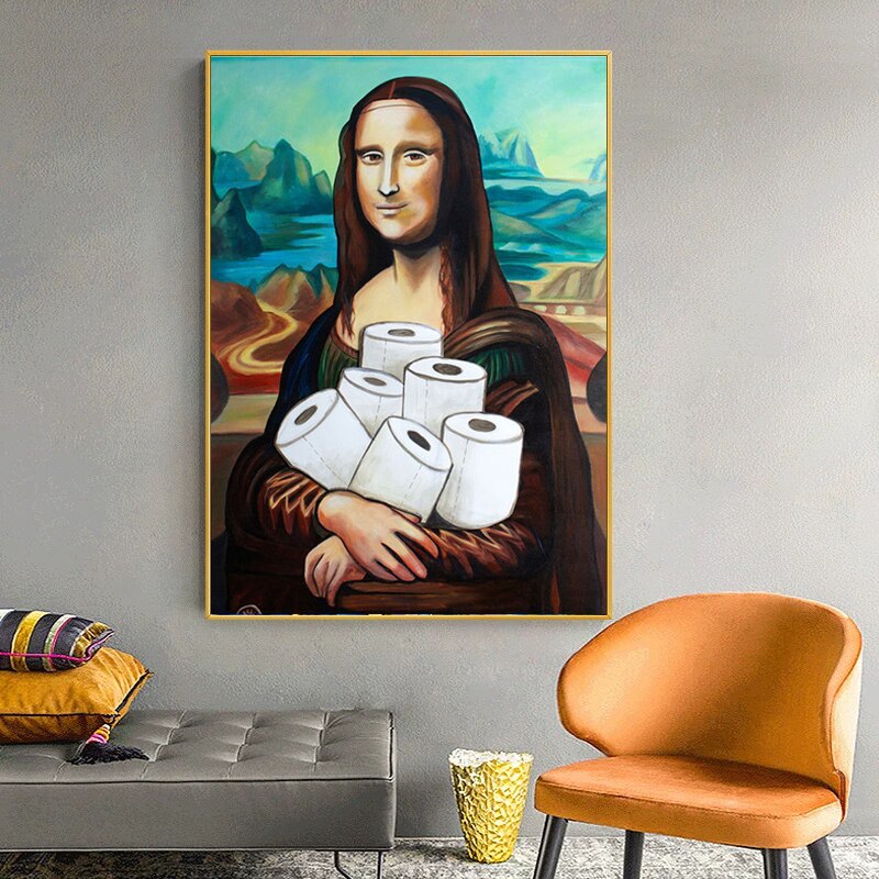 Funny Mona Lisa Drinking Beer Canvas Painting Poster Wall Art Home Decor Prints 