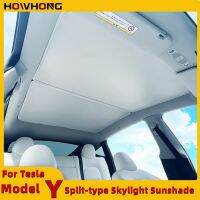 ✗◙ Sunshade For Tesla Model Y Split type Skylight Sunscreen Heat Insulation Glass Sunroof Mesh Custom Make Car Interior Accessories