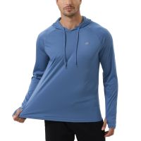 Mens UPF 50+ Rash Guard Swim Shirt Athletic Hoodie Long Sleeve Fishing Hiking Workout Shirts Outdoor Hoodie Beach Summer Cloth