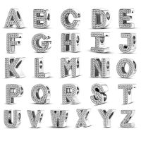 925 Sterling Silver Charms 26 Letters A to Z Alphabet Spell Words Fit Original Beads Bracelet Diy Jewelry Making Charms