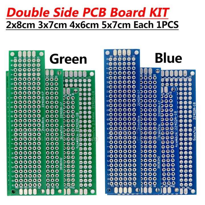 4ชิ้น5x7-4x6-3x7-2x8ซม-สีน้ำเงินเขียวสองด้านทองแดงต้นแบบคณะกรรมการสากล-pcb-ถ้ำแผงวงจรควบคุมบอร์ดสำหรับ-arduino