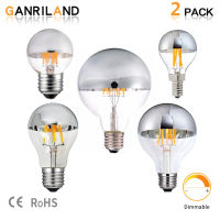 E14 E27 Led Filament Dimmable Sliver Light Bulb G45 Silver Mirror Top R Globe Lamp 8W Led Edison Bulbs E12 Warm White 2700K