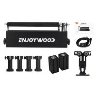 ENJOYWOOD R3โปรเครื่องแกะสลักเลเซอร์แบบ4แกนหมุนลูกกลิ้งเลเซอร์360 ° โรตารี่เลเซอร์แบบโรตารี่ลูกกลิ้งหมุนพร้อมโมดูลรองรับและเสาต่อสำหรับเครื่องแกะสลักเลเซอร์