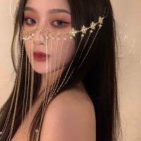 [COD] European and court style fashion design diamond-encrusted pearl water drop tassel face curtain hairpin ins net red temperament hair accessories