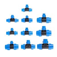 20/25/32/40/50mm PVC PE Tube Tee Reducing Connector Water Splitter Agriculture Garden Irrigation Pipe Conversion Connector Blue