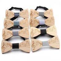 Gentleman Handmade Wooden Bowtie Musical Note Pattern Men Kids Party Necktie Bowknot Classic Wedding Accessory Boys Clothing