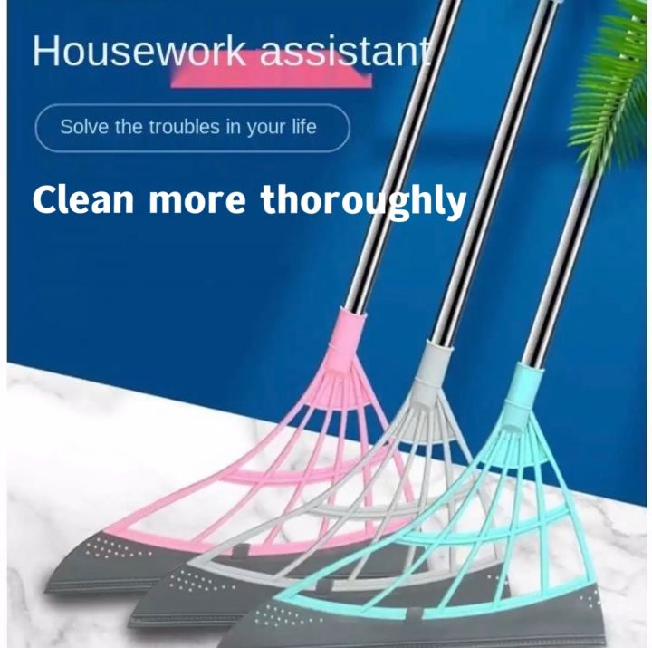 2 In 1 Multifunction Magic Broom Silicone Squeegee & Wiper Sweeper Glass  Floor