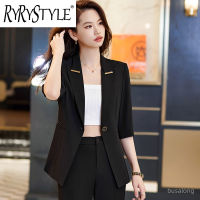 RYRYSTYLE 2023ใหม่กางเกงสูทมืออาชีพแขนยาวปานกลางสำหรับผู้หญิงเสื้อสูท9703สำหรับสัมภาษณ์