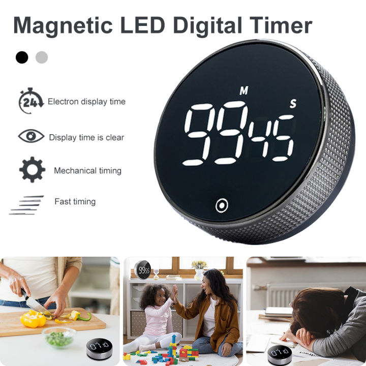 Digital Timer With 3 In 1 Clock/alarm Clock Function, Magnetic