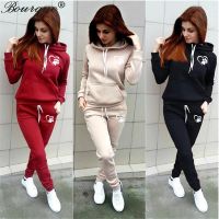 ผู้หญิงกีฬาฤดูใบไม้ผลิฤดูใบไม้ร่วง Tracksuit Hoodies กางเกง Tracksuit Sweat Suit Gym Running Fitness Plus ขนาด Jogging Set