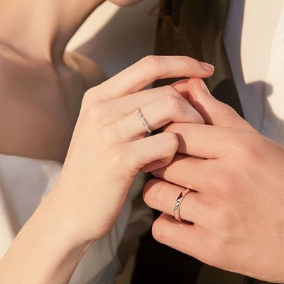 [COD] กระดาษสั้นรักยาวคู่แหวนเฉพาะ 925 สีเงิน 2022 แหวนเปิดใหม่ในยุโรปและอเมริกาให้ของขวัญแฟน