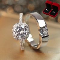 แหวนชายแหวนแต่งงานแหวนเพชรจำลองงานแต่งงานชายและหญิงคู่เปิดอุปกรณ์ประกอบฉากแต่งงานแบบปรับได้ hot
