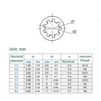 30 buah M3 M4 M5 M6 DIN6797J baja tahan karat Mesin cuci kunci Serrated bergigi eksternal tahan guncangan bintang Gasket dalam kunci bergigi