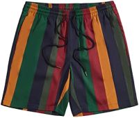 GORGLITTER Mens Color Block Striped Workout Cool Shorts Drawstring Waist Gym Shorts with Pockets