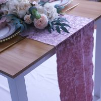 【cw】 RU114D Custom made high quality Wedding decoration luxurious decoration pink velvet table runner ！