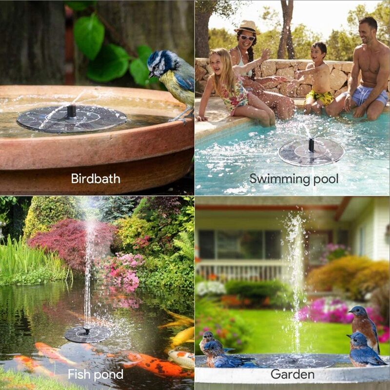 Solar Powered Fountain Water Pump Floating for Garden Pond Pool Fish Bird Bath 