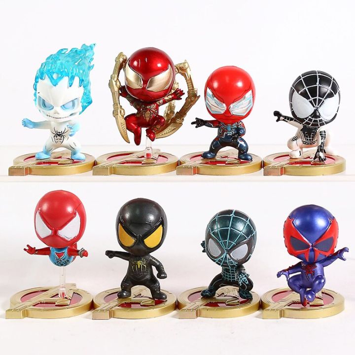 cosbaby-r-spirit-spider-man-2099หุ่น-pvc-ขนาดเล็กของเล่น8ชิ้น-เซ็ต