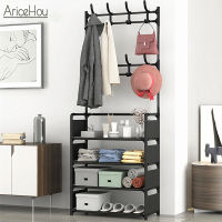 Entryway Coat Rack,ชั้นวางรองเท้า,ชั้นวางของ,ชั้นวางของพร้อมตะขอ8อัน Multifunctional Hallway Organizer ที่เก็บของแบบแขวน