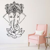 Elephant Vinyl Wall Stickers Yoga Ganesh Tribal Wall Mural Buddha Lotus Home Decor India Elephant Wall Decal Yoga Sticker YJ25