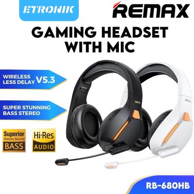 ~ ETRONIK REMAX RB-680HB Wireless Gaming Headset Kinyin Series Over-Ear Bluetooth Gaming Headset can use 16 Hours RGB Headphones with stowable Mic.