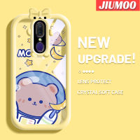 เคส JIUMOO สำหรับ OPPO F11 A9X A9 2019น่ารักลายหมีอวกาศเคสนิ่มกันกระแทกทนทานต่อการขีดข่วนเคสโทรศัพท์โปร่งใสฝาครอบป้องกันเลนส์กล้องถ่ายรูปเจลซิลิกาป้องกันการตกหล่น