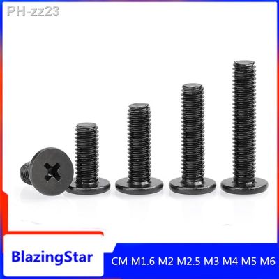 5/10/20/50X CM M1.6 M2 M2.5 M3 M4 M5 M6 Black 304 Stainless Steel Cross Super Low Flat Wafer Phillips Ultra Thin Head Bolt Screw