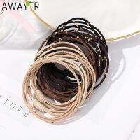 ☈ 10PCS Korean Women Elastic Hair Rubber Bands Headbands Girs Golden Plated Beads Hair Scruchies Hair Tie/Holder/Gum Accessories