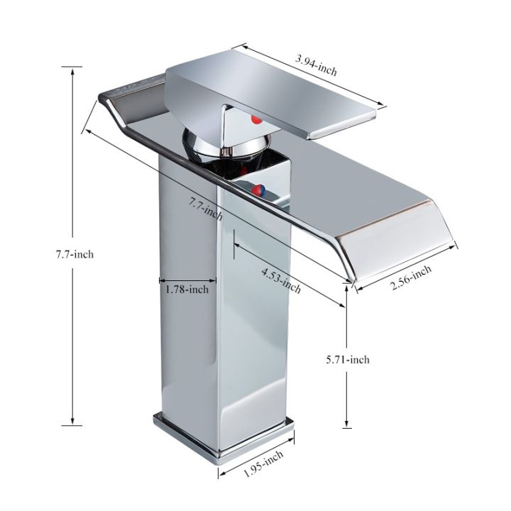 rozin-ก๊อกน้ำอ่างแบบโต๊ะเครื่องแป้งในห้องน้ำน้ำร้อนเย็นอ่างก๊อกน้ำน้ำตก-ก๊อกผสมทองเหลืองโครเมี่ยมระบบระดับเดียวสีดำ