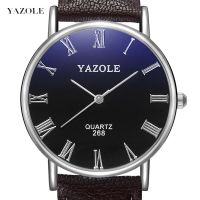 Fancy Blue YAZOLE Men Quartz Watch Light Luxury Casual Man Business Watches Male Watch For Men Chronograph Soft Leather Strap