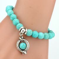 Vintage Charm Bracelet Women Bohemian Turquoise Bangles Handmade Beaded Pendant Stretch Bracelet