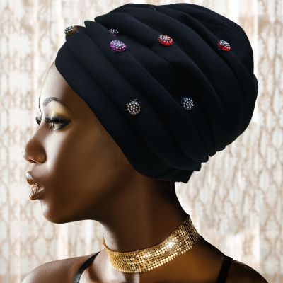 【YF】 African Hats For Women Fashion Muslim Prayer Sets Nigerian Traditional Tops Chiffon Nail Bead Free Size Dubai Femme Turban