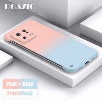 ROAZIC เคสโทรศัพท์ไล่ระดับสีสีชมพูไร้กรอบสำหรับ Xiaomi Mi 13 12 11 12T 11T 11 Pro 11 Lite 5G NE เคสแข็งป้องกันลายนิ้วมือฝาหลังบางพิเศษ