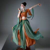 Spot parcel post Dunhuang Kweichow Moutai Dancing Dress Womens Fairy Flowing Sequined Pantskirt Classical Dance Practice Clothes Ethnic Dance Gauze Clothes Costume