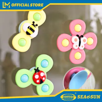 Suction Cup Spinner Toy for Baby 1 2 Year Old, 3PCS Spinner Sensory Toys  for Toddlers 1 3, Cartoon Baby Fidget Spinners Toys 12 Months Kids, High