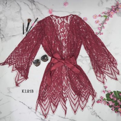 คุณภาพดีที่สุด!! ชุดนอนเซ็กซี่ KIMONO SET LACE ALICE พรีเมี่ยม เซ็กซี่ สีแดง KL21B d