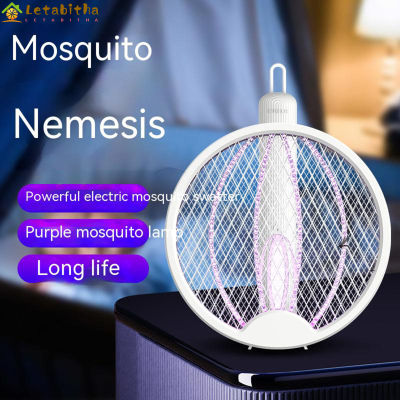 กำจัดยุง Usb แรคเก็ตตบยุงไฟฟ้าพับได้ Dc3000v สามารถชาร์จซ้ำได้ไม้ตีแมลงวันที่ช็อตแมลงด้วยแสง Uv