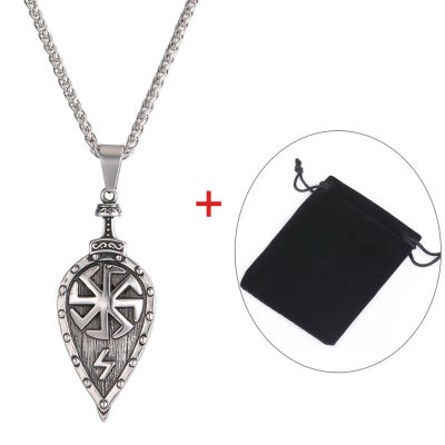 Dawapara Slavic Kolovrat Shield Pendant Not Fade Viking Jewelry Mens Necklaces Runic Runes Sowilo Sun Protection Talisman Amulet