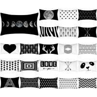 Nordic black and white geometric Pillow case.Double-side Car sofa cushion cover.Decoration Lumbar pillow 50×30cm