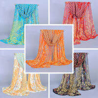 DD Store Printed Pop Chiffon Scarf Peacock Chiffon Scarf Cool on Vacation