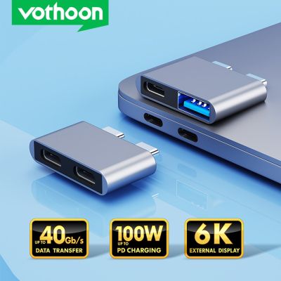 Vothoon Thunderbolt 3 USB C ฮับถึง USB C ขยายการป้องกัน USB อะแดปเตอร์ OTG สำหรับแมคบุ๊กโปรแอร์ USB C ฮับ FONA
