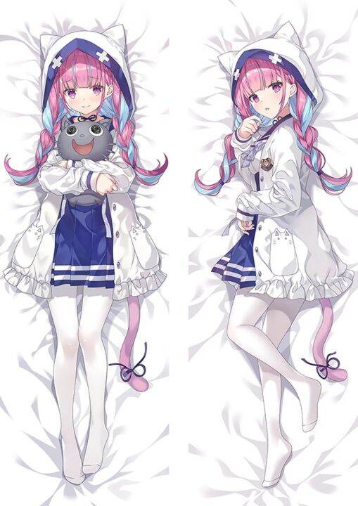 VTuber Minato Aqua Dakim akura Anime Waifu Pillowcase 2Side Print