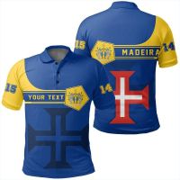 Madeira Flag &amp; Coat of Arms Customized Polo Shirts Summer Casual Streetwear Mens Fashion Loose Jersey Plus Size Sportswear