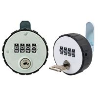 4-Digit Combination Cabinet Cam Lock Heavy Duty Round Padlock with for KEY for Sheds Storage Unit Gate Garages File Cabi